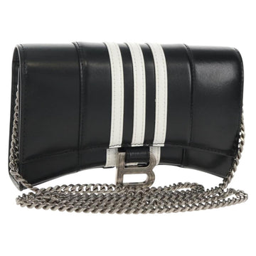 BALENCIAGA Adidas collaboration Chain Bag Leather Black 656050 Auth mr1601M