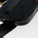 GUCCI Sherry Line Waist Bag Suede Enamel Navy gold 519308 Auth mr1606-11