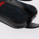 GUCCI Sherry Line Waist Bag Suede Enamel Navy gold 519308 Auth mr1606-12