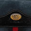 GUCCI Sherry Line Waist Bag Suede Enamel Navy gold 519308 Auth mr1606-15