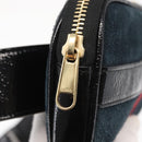 GUCCI Sherry Line Waist Bag Suede Enamel Navy gold 519308 Auth mr1606-16