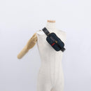 GUCCI Sherry Line Waist Bag Suede Enamel Navy gold 519308 Auth mr1606-23