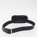 GUCCI Sherry Line Waist Bag Suede Enamel Navy gold 519308 Auth mr1606-7