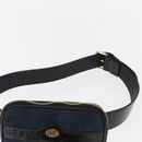 GUCCI Sherry Line Waist Bag Suede Enamel Navy gold 519308 Auth mr1606-8