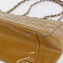 CHANEL Chain Shoulder Bag Patent leather Yellow Silver CC Auth mr1607-10