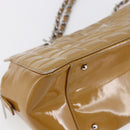 CHANEL Chain Shoulder Bag Patent leather Yellow Silver CC Auth mr1607-11