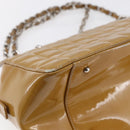 CHANEL Chain Shoulder Bag Patent leather Yellow Silver CC Auth mr1607-13