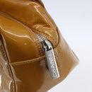 CHANEL Chain Shoulder Bag Patent leather Yellow Silver CC Auth mr1607-14