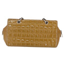 CHANEL Chain Shoulder Bag Patent leather Yellow Silver CC Auth mr1607-3