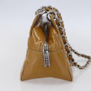 CHANEL Chain Shoulder Bag Patent leather Yellow Silver CC Auth mr1607-4