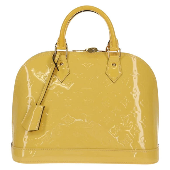 LOUIS VUITTON Monogram Vernis Alma PM Bag Yellow Citrin M90101 LV Auth mr1608A