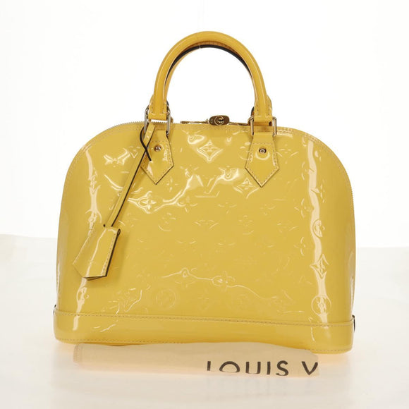 LOUIS VUITTON Monogram Vernis Alma PM Bag Yellow Citrin M90101 LV Auth mr1608A