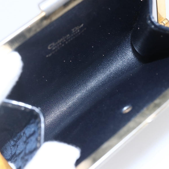 Christian Dior Trotter Canvas Mini Clutch Bag Navy Gold Auth mr1614