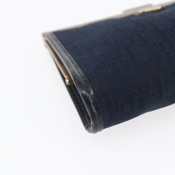 Christian Dior Trotter Canvas Mini Clutch Bag Navy Gold Auth mr1614