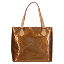 LOUIS VUITTON Monogram Vernis Houston Hand Bag Bronze M91122 LV Auth mr1617V-2