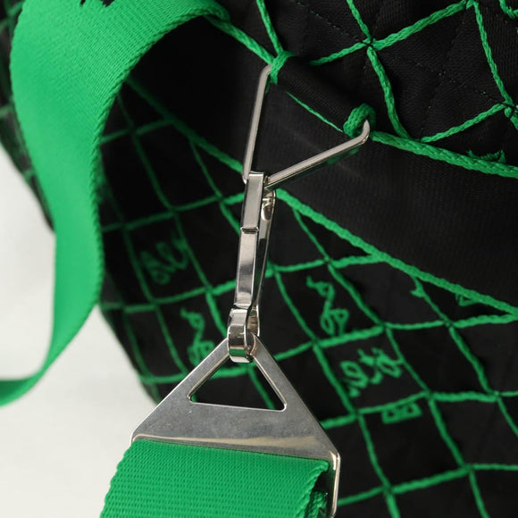 BOTTEGA VENETA Hand Bag Canvas 2way Green Black Silver Auth mr1618M