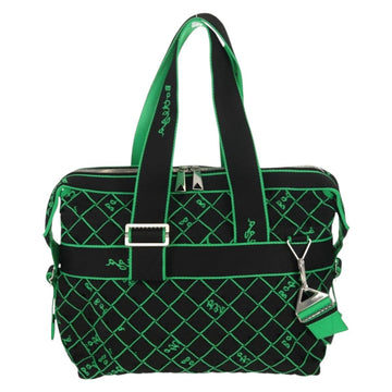 BOTTEGA VENETA Hand Bag Canvas 2way Green Black Silver Auth mr1618M - 0
