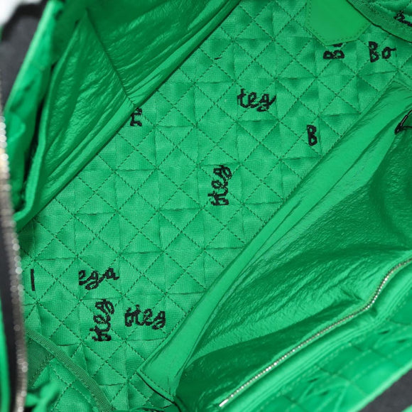 BOTTEGA VENETA Hand Bag Canvas 2way Green Black Silver Auth mr1618M