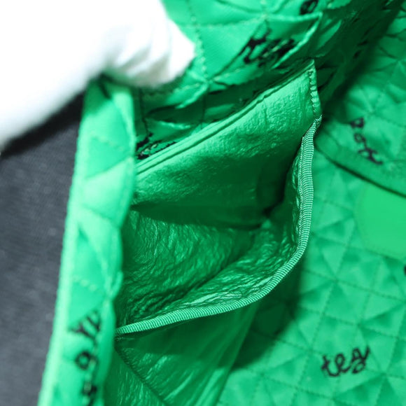 BOTTEGA VENETA Hand Bag Canvas 2way Green Black Silver Auth mr1618M