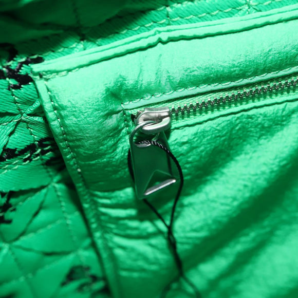 BOTTEGA VENETA Hand Bag Canvas 2way Green Black Silver Auth mr1618M