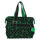 BOTTEGA VENETA Hand Bag Canvas 2way Green Black Silver Auth mr1618M-3