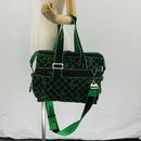 BOTTEGA VENETA Hand Bag Canvas 2way Green Black Silver Auth mr1618M-30