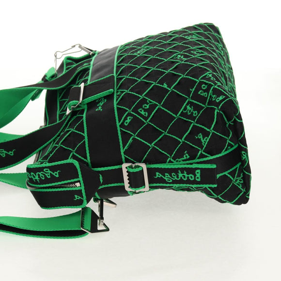 BOTTEGA VENETA Hand Bag Canvas 2way Green Black Silver Auth mr1618M