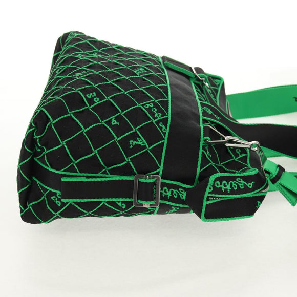 BOTTEGA VENETA Hand Bag Canvas 2way Green Black Silver Auth mr1618M