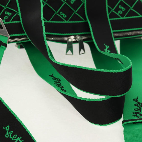 BOTTEGA VENETA Hand Bag Canvas 2way Green Black Silver Auth mr1618M