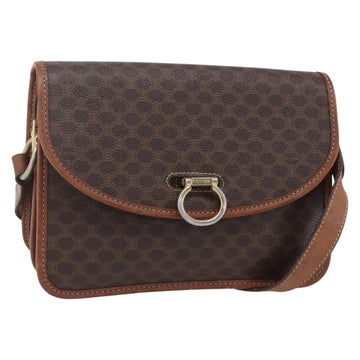 CELINE Macadam Canvas Shoulder Bag PVC Leather Brown Gold Auth mr1621