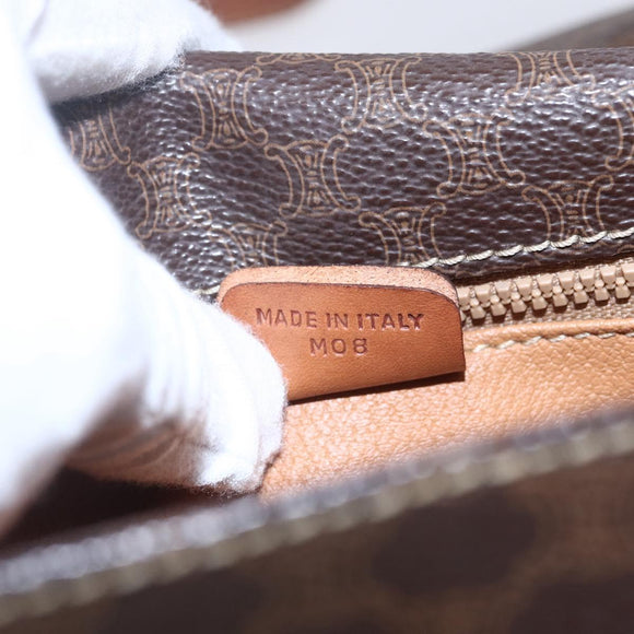 CELINE Macadam Canvas Shoulder Bag PVC Leather Brown Gold Auth mr1621