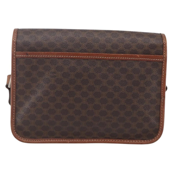 CELINE Macadam Canvas Shoulder Bag PVC Leather Brown Gold Auth mr1621