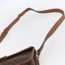 CELINE Macadam Canvas Shoulder Bag PVC Leather Brown Gold Auth mr1621-8