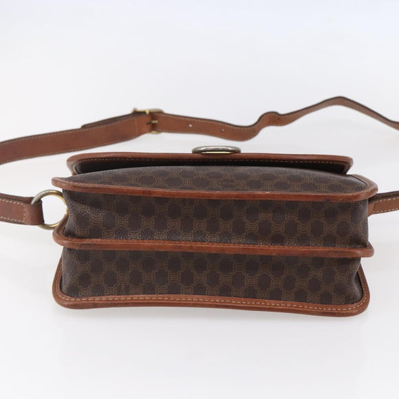 CELINE Macadam Canvas Shoulder Bag PVC Leather Brown Gold Auth mr1621