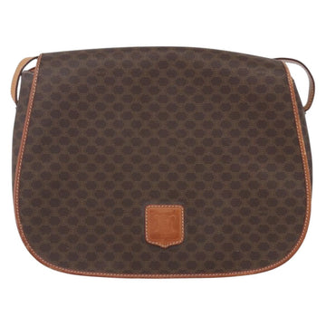 CELINE Macadam Canvas Shoulder Bag PVC Leather Brown Gold Auth mr1622 - 0