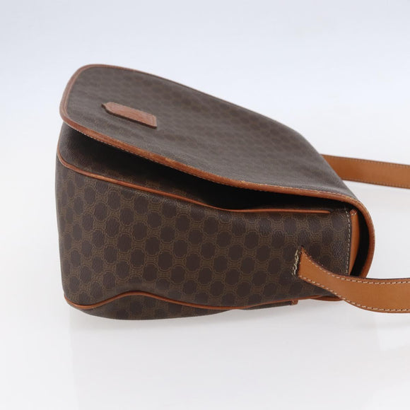 CELINE Macadam Canvas Shoulder Bag PVC Leather Brown Gold Auth mr1622