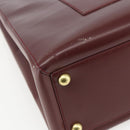 CARTIER Tote Bag Leather Bordeaux Gold Auth mr1623-14