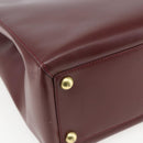 CARTIER Tote Bag Leather Bordeaux Gold Auth mr1623-16