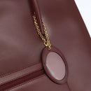 CARTIER Tote Bag Leather Bordeaux Gold Auth mr1623-17