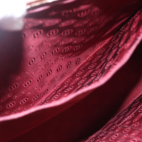 CARTIER Tote Bag Leather Bordeaux Gold Auth mr1623