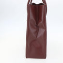 CARTIER Tote Bag Leather Bordeaux Gold Auth mr1623-4