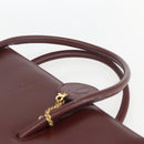 CARTIER Tote Bag Leather Bordeaux Gold Auth mr1623-8