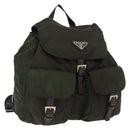 PRADA Backpack Nylon Khaki Silver Auth mr1625-1