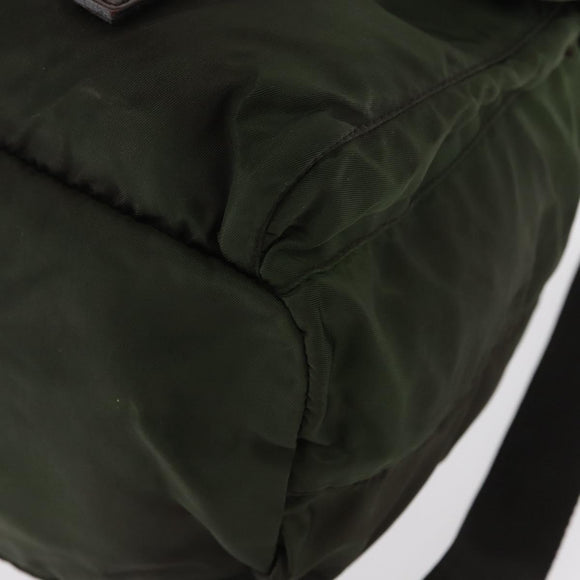 PRADA Backpack Nylon Khaki Silver Auth mr1625