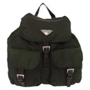 PRADA Backpack Nylon Khaki Silver Auth mr1625-13