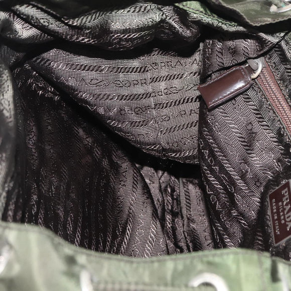 PRADA Backpack Nylon Khaki Silver Auth mr1625