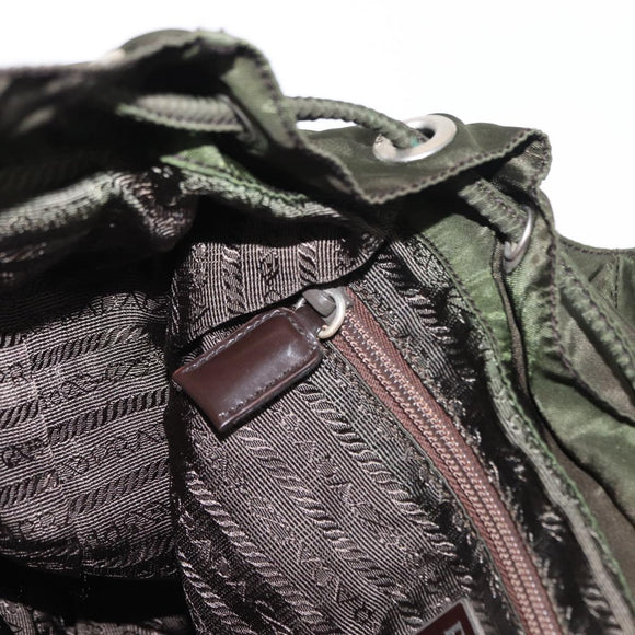 PRADA Backpack Nylon Khaki Silver Auth mr1625