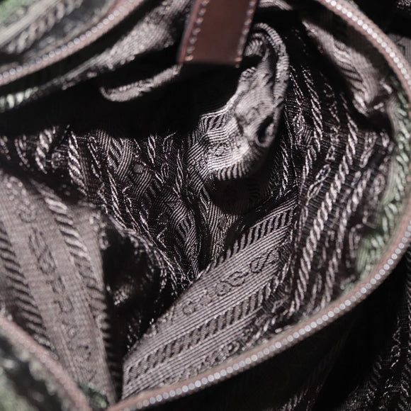 PRADA Backpack Nylon Khaki Silver Auth mr1625