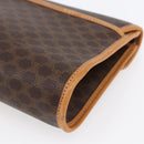CELINE Macadam Canvas Clutch Bag PVC Leather Brown Gold Auth mr1627-15