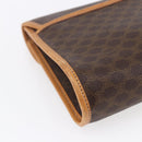 CELINE Macadam Canvas Clutch Bag PVC Leather Brown Gold Auth mr1627-16